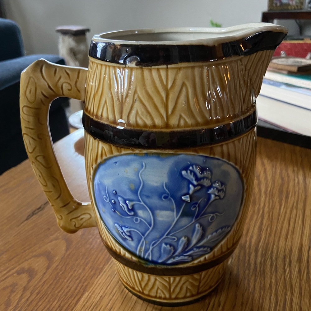 Vintage Ceramic Barrel Mug Pitcher